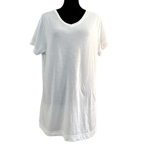 LAT Sublivie Ladies Fitted Sublimation Tee Shirt Top Solid White V-Neck Large - Picture 1 of 10